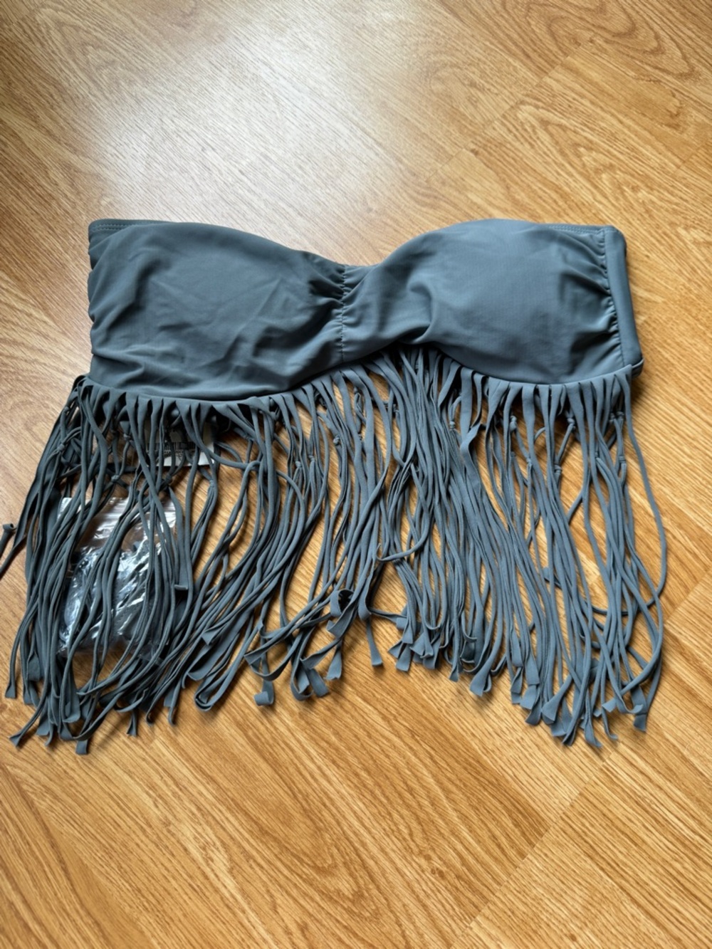 Fringe Bandeau Swim Top in Sage large